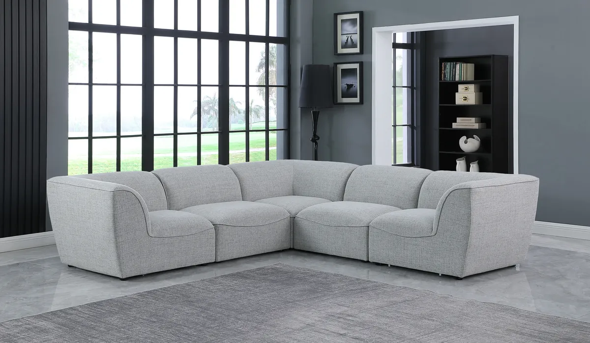 Miramar - 5 Piece Modular Corner Sectional - Gray - View 2