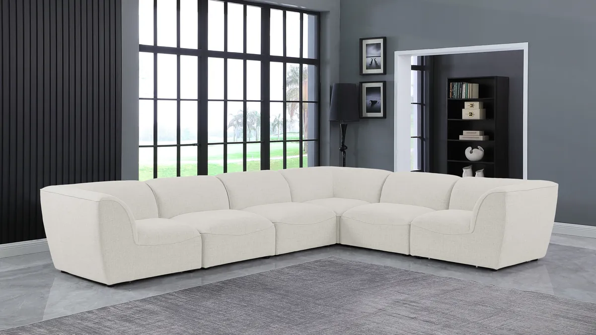 Miramar - 6 Piece Modular Corner Sectional - Cream - View 2
