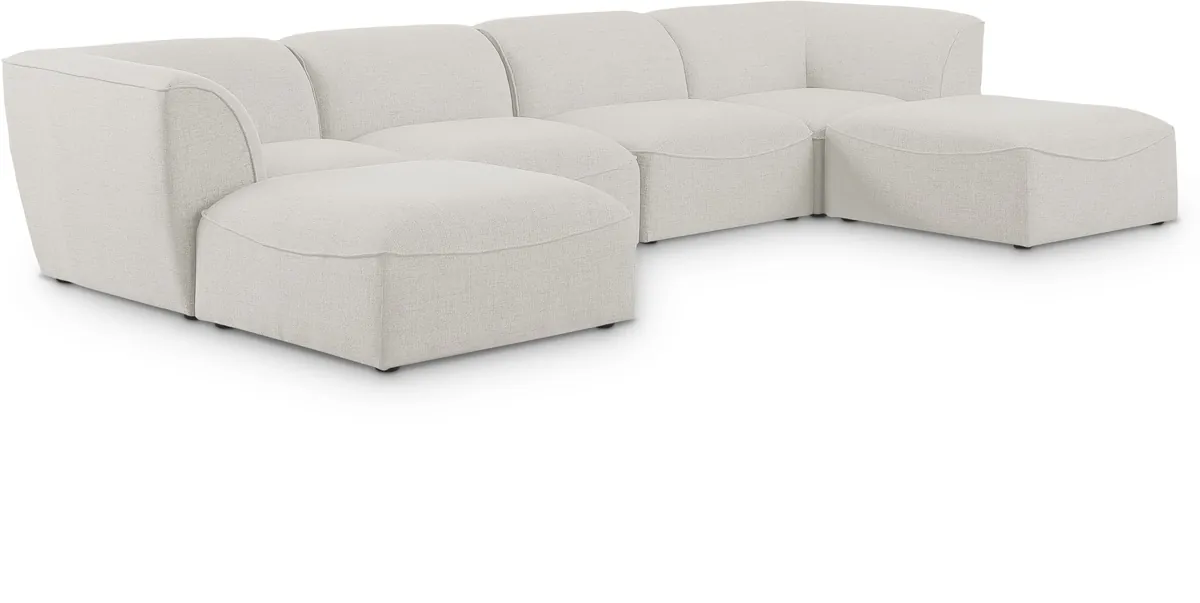 Miramar - 6 Piece Modular Double Chaise Sectional - Cream