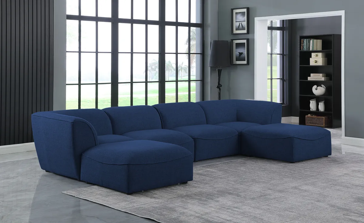 Miramar - 6 Piece Modular Double Chaise Sectional - Navy - View 2
