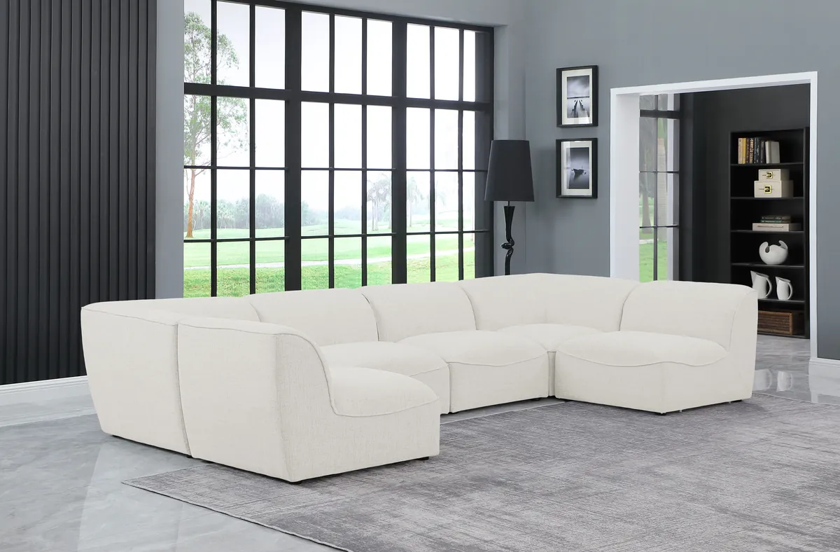 Miramar - 6 Piece Modular U-Shaped Sectional - Cream - View 2