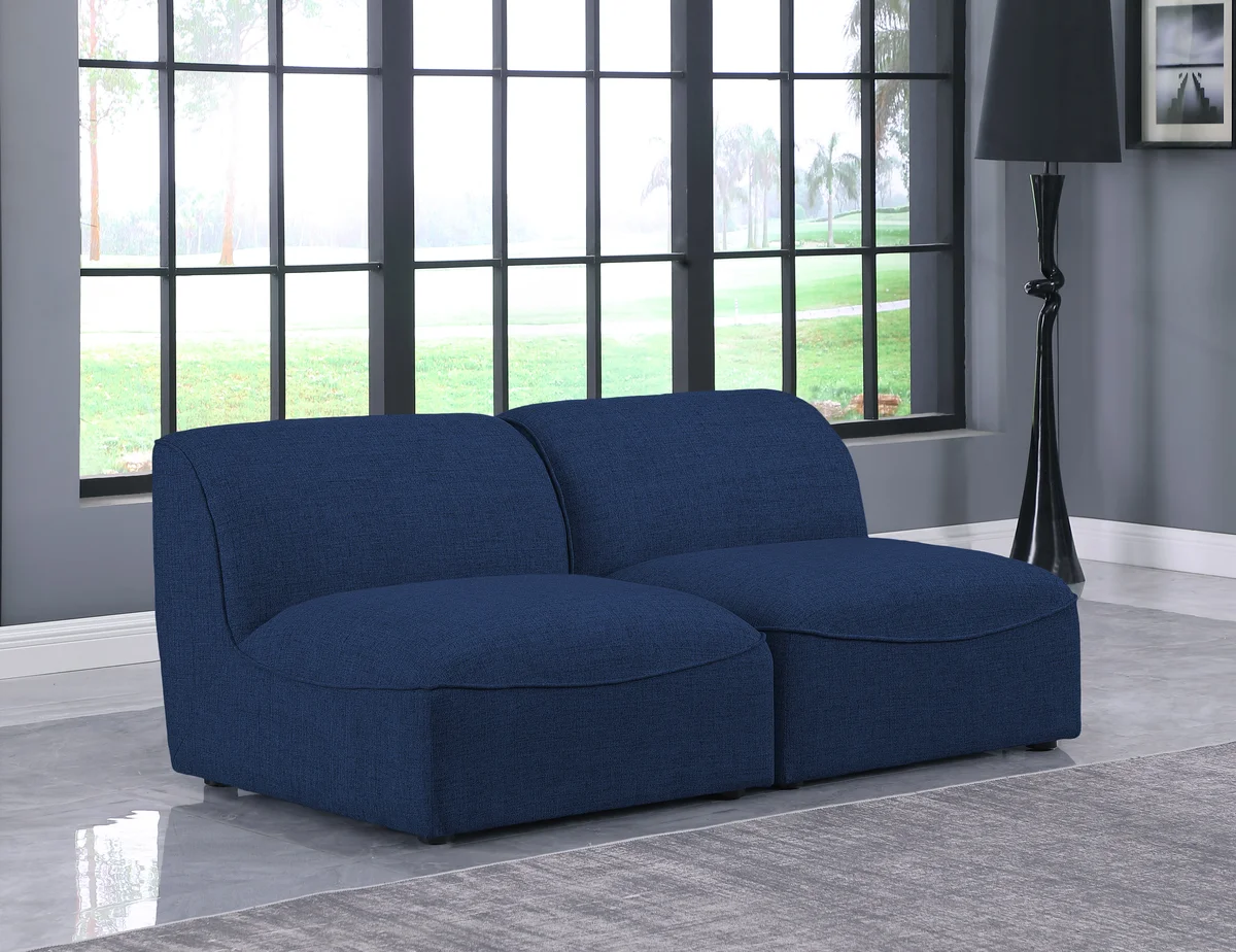 Miramar - 2 Seat Armless Modular Sofa - Navy - View 2