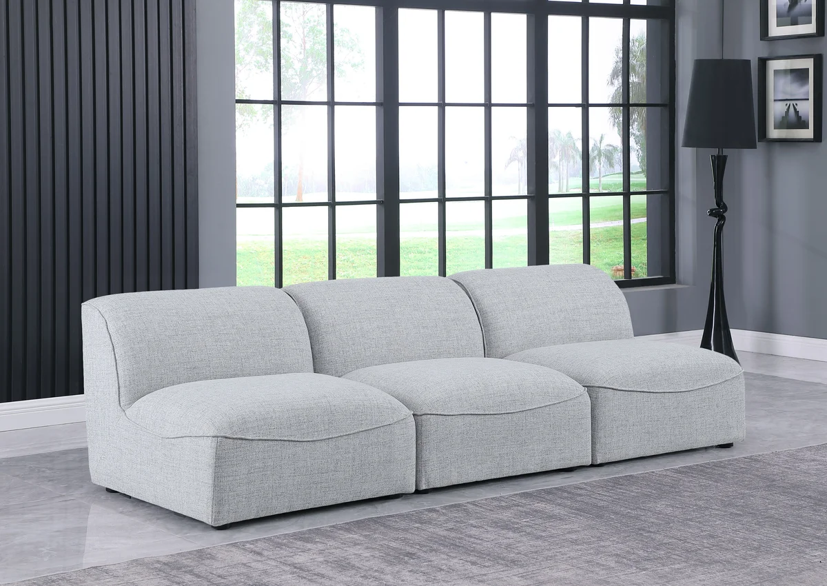 Miramar - 3 Seat Armless Modular Sofa - Gray - View 2