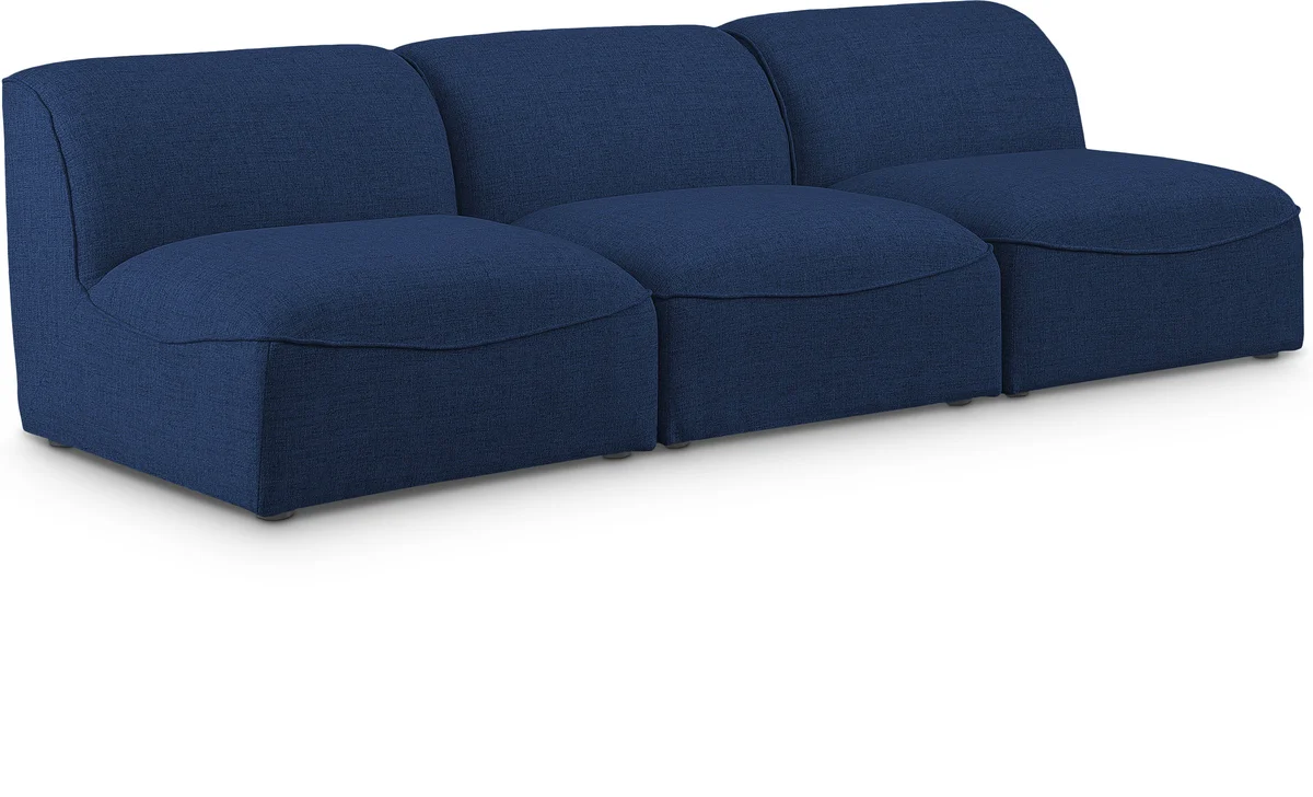 Miramar - 3 Seat Armless Modular Sofa - Navy