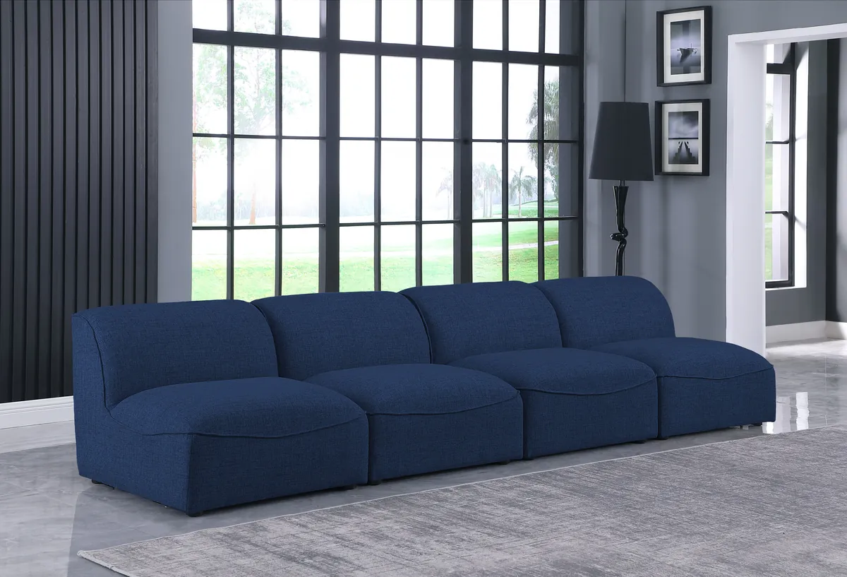 Miramar - 4 Seat Armless Modular Sofa - Navy - View 2