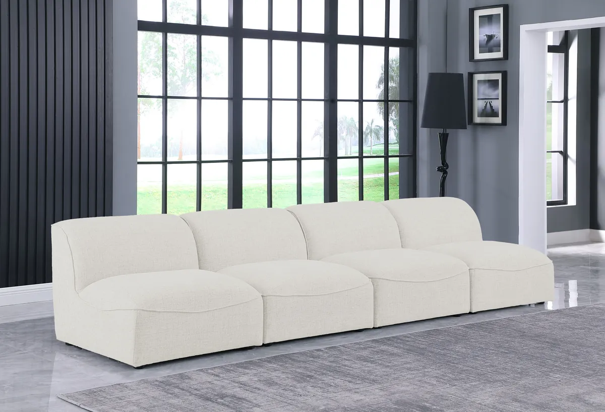 Miramar - 4 Seat Armless Modular Sofa - Cream - View 2