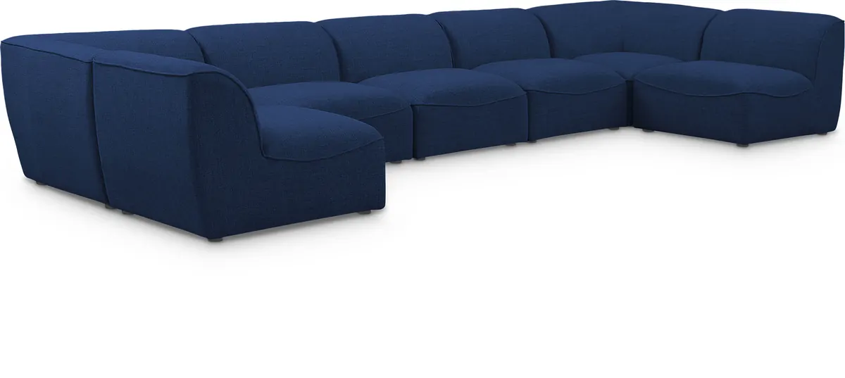 Miramar - 7 Piece Modular U-Shaped Sectional - Navy