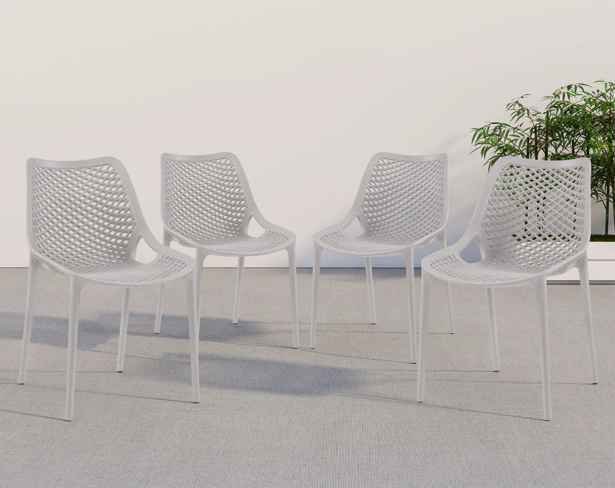 Mykonos - Outdoor Patio Dining Chair (Set of 4) - Gray - Plastic - View 2