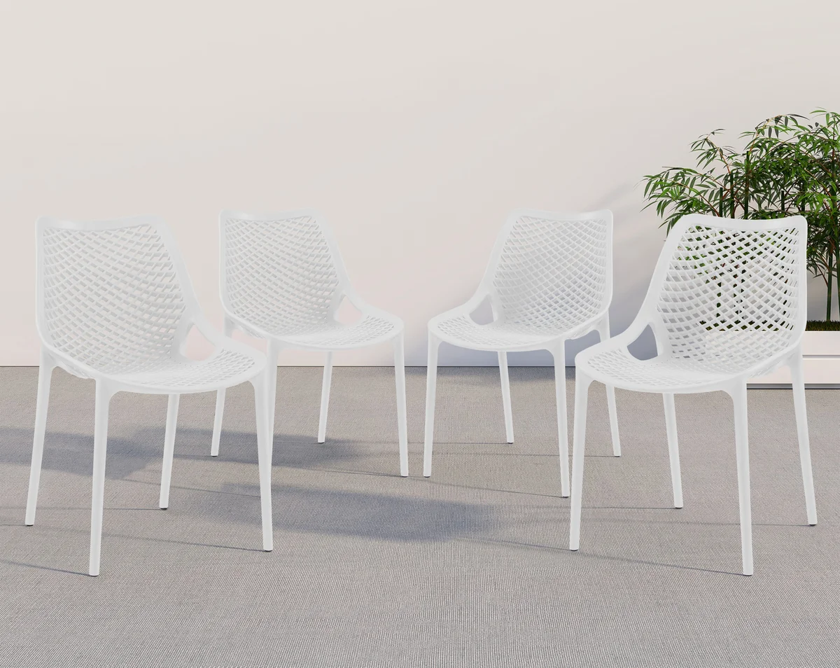 Mykonos - Outdoor Patio Dining Chair (Set of 4) - White - Plastic - View 2