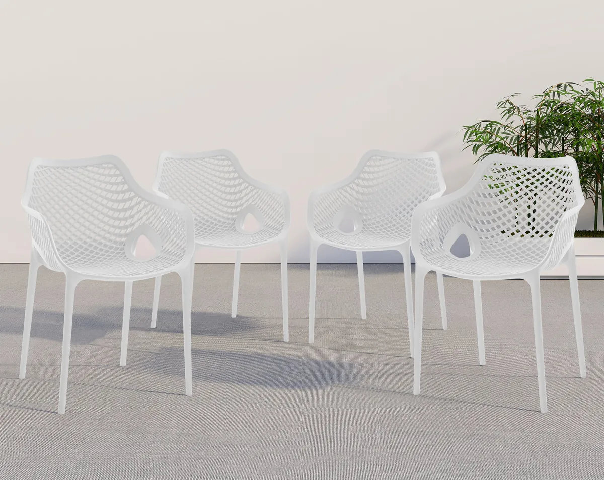 Mykonos - Outdoor Patio Dining Chair (Set of 4) - White - View 2