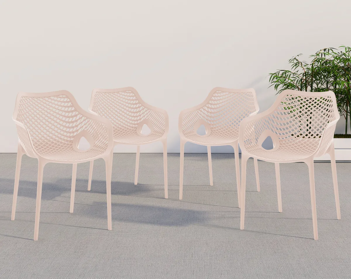 Mykonos - Outdoor Patio Dining Chair (Set of 4) - Pink - View 2