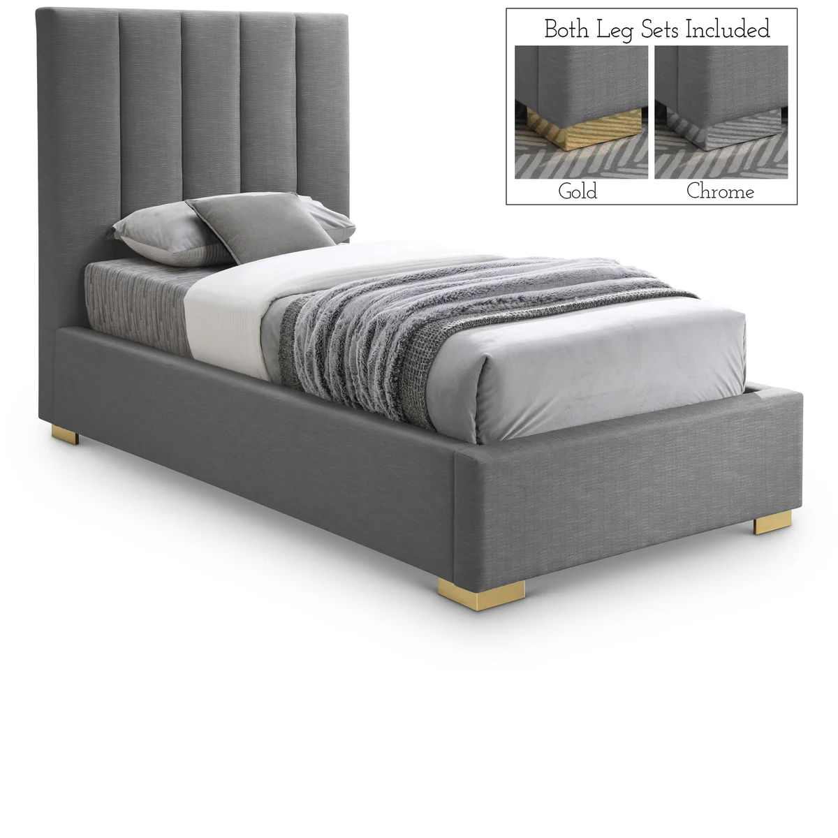 Pierce - Twin Bed - Gray