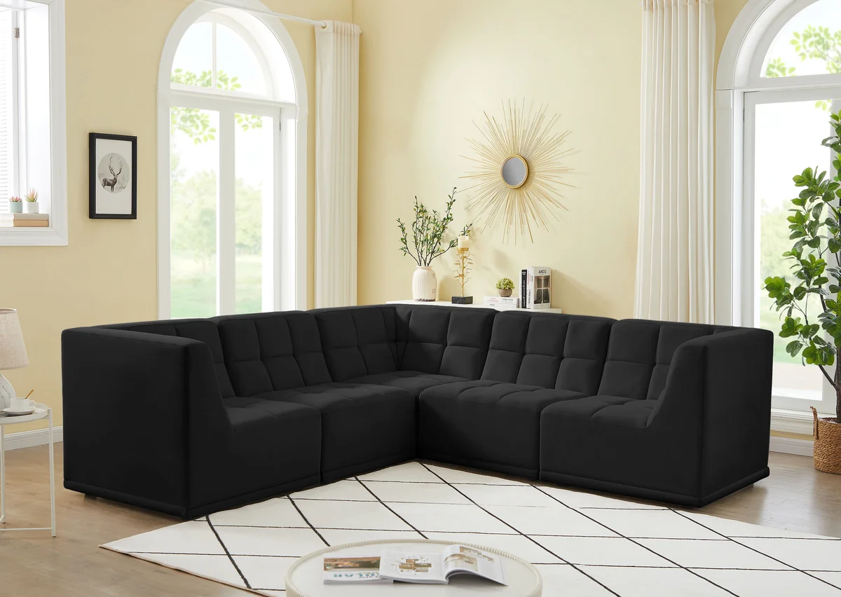 Relax - 5 Piece Modular Corner Sectional - Black - View 2