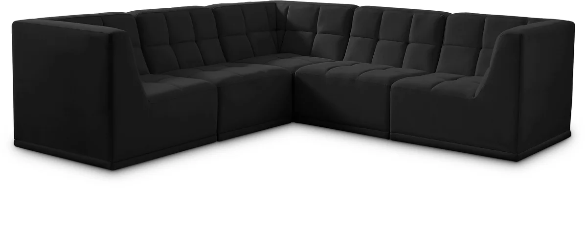 Relax - 5 Piece Modular Corner Sectional - Black
