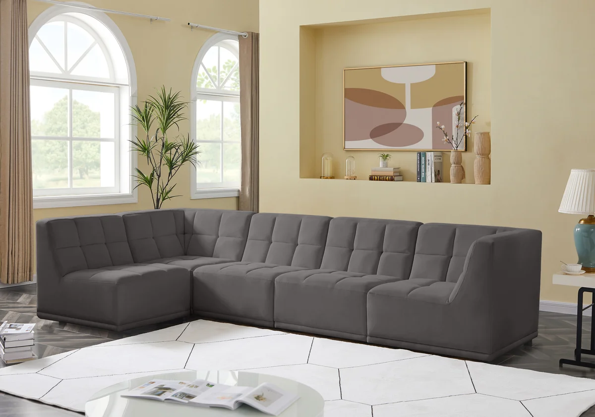 Relax - 5 Piece Modular Sectional - Gray