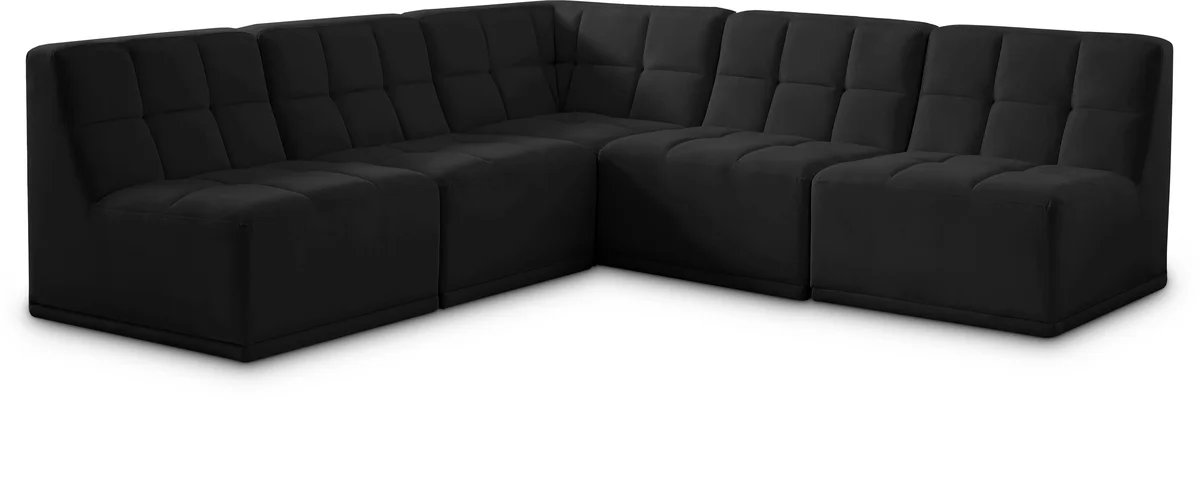 Relax - 5 Piece Modular Corner Armless Sectional - Black