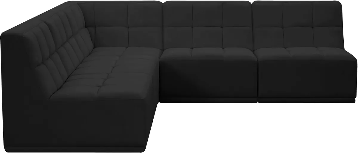 Relax - 5 Piece Modular Corner Armless Sectional - Black