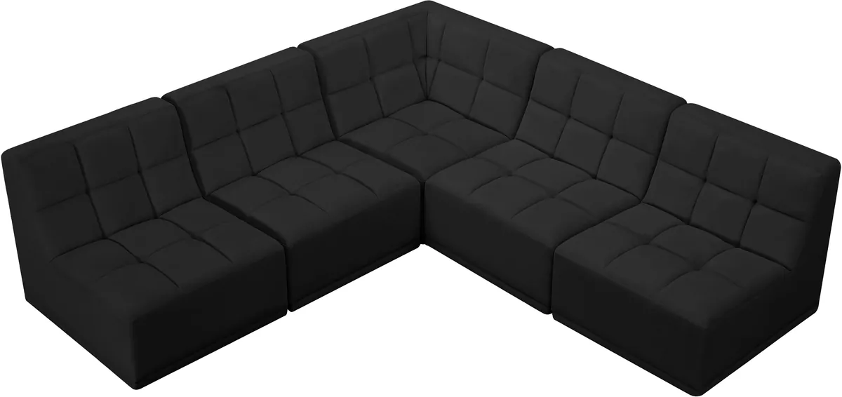 Relax - 5 Piece Modular Corner Armless Sectional - Black