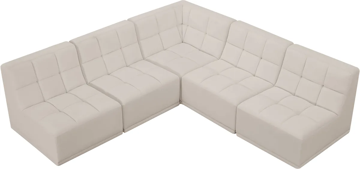 Relax - 5 Piece Modular Corner Armless Sectional - Cream