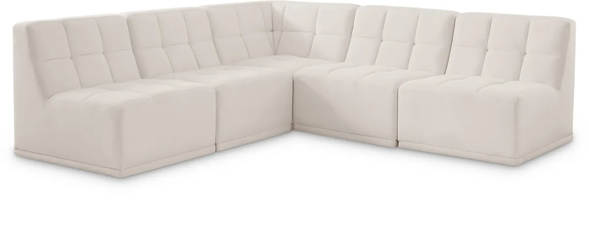 Relax - 5 Piece Modular Corner Armless Sectional - Cream
