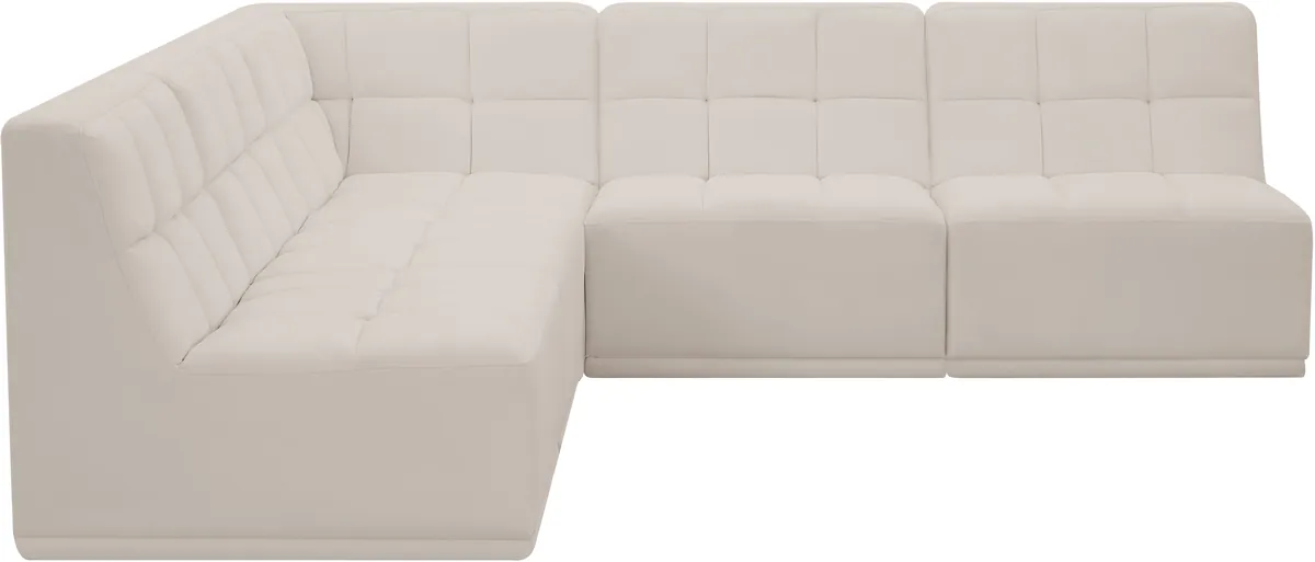 Relax - 5 Piece Modular Corner Armless Sectional - Cream