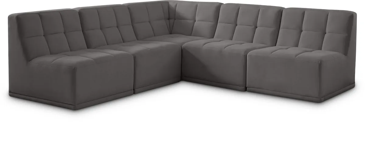 Relax - 5 Piece Modular Corner Armless Sectional - Gray