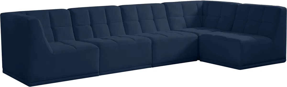 Relax - 5 Piece Modular Sectional - Navy