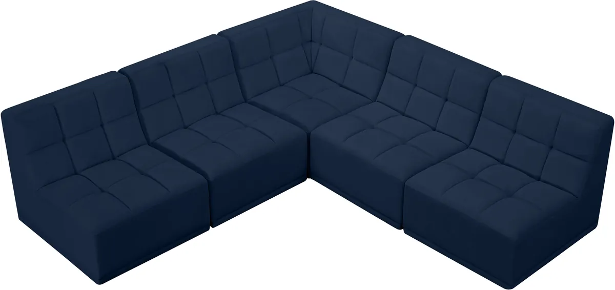 Relax - 5 Piece Modular Corner Armless Sectional - Navy