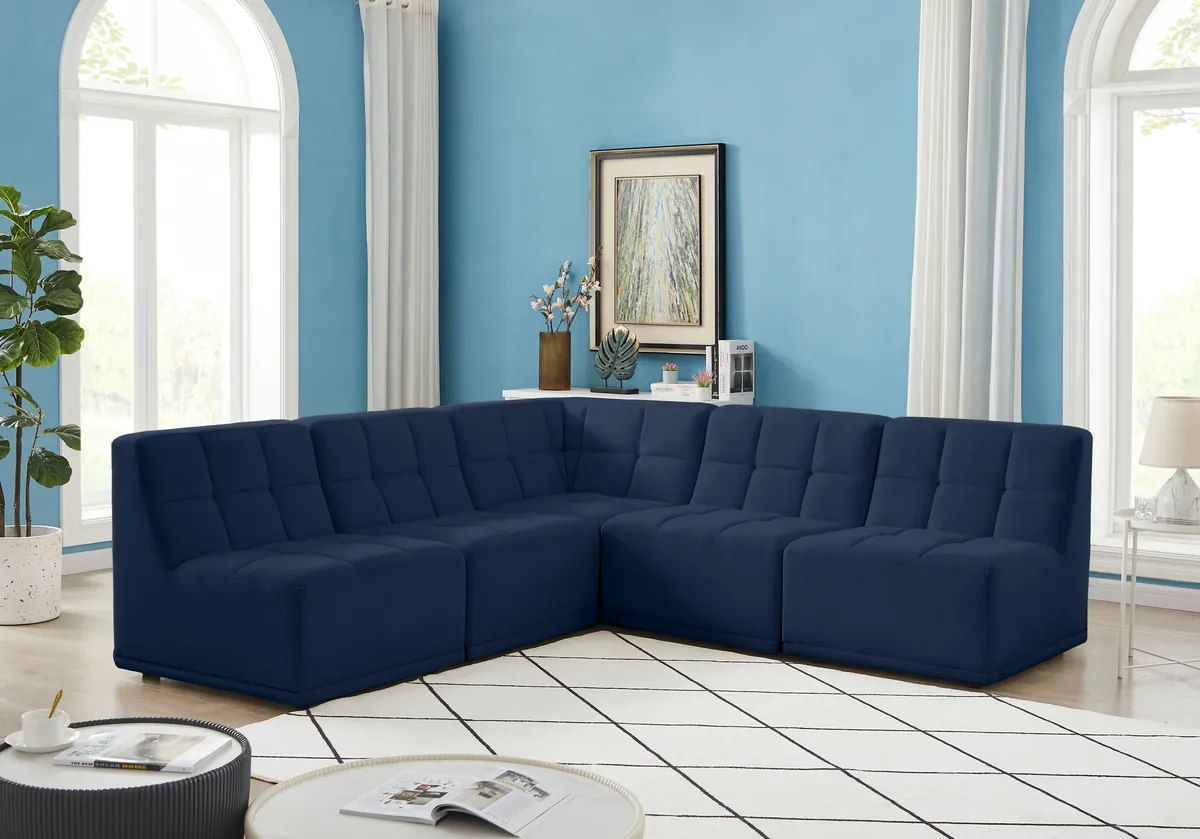 Relax - 5 Piece Modular Corner Armless Sectional - Navy - View 2