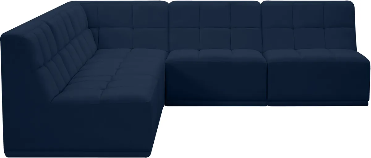 Relax - 5 Piece Modular Corner Armless Sectional - Navy