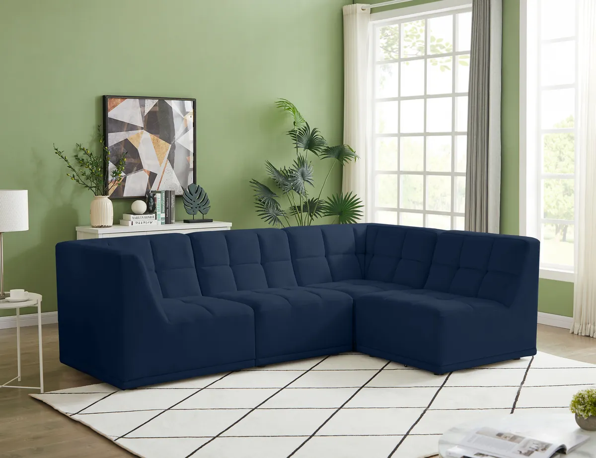 Relax - 4 Piece Modular Sectional - Navy