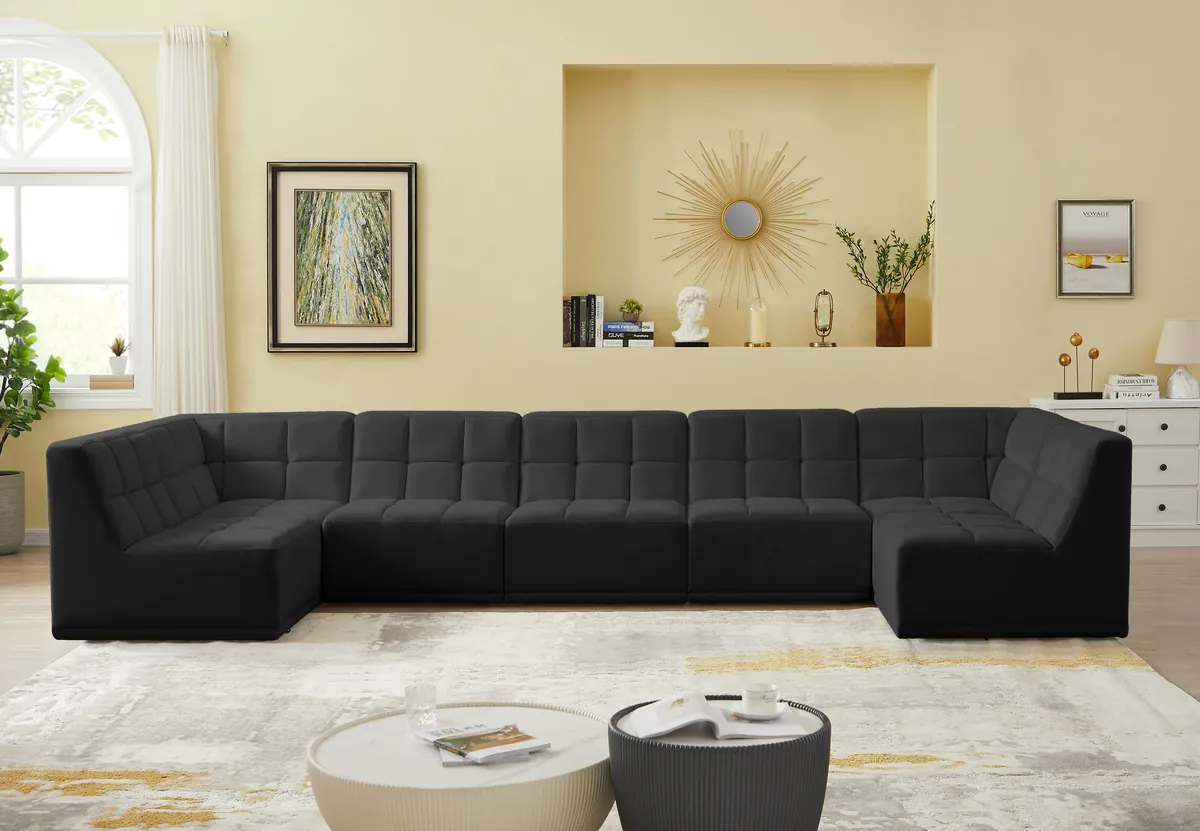 Relax - 7 Piece Modular Sectional - Black - View 2