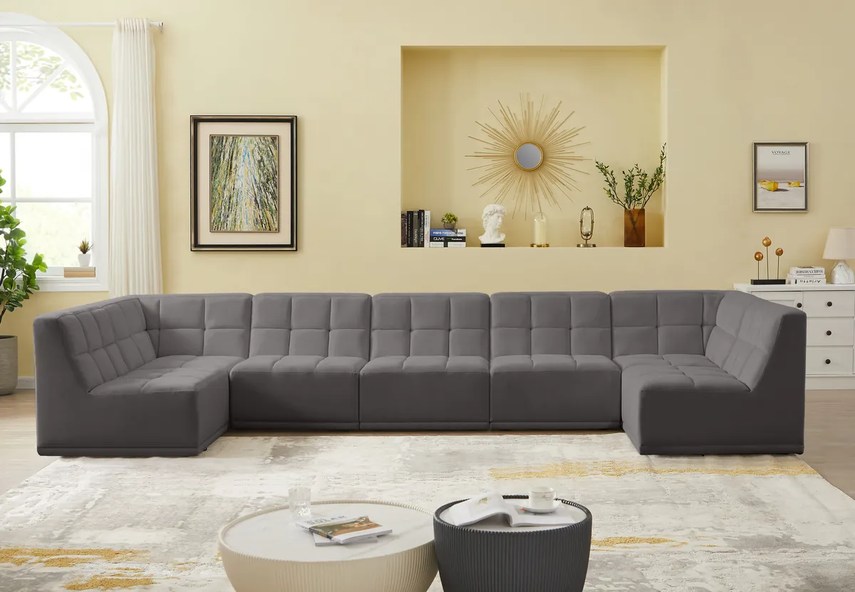 Relax - 7 Piece Modular Sectional - Gray - View 2
