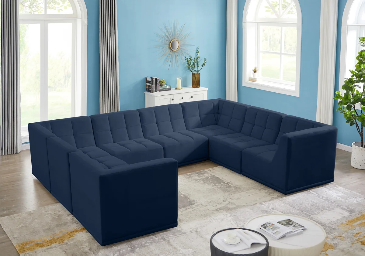 Relax - 8 Piece Modular Sectional - Navy - View 2