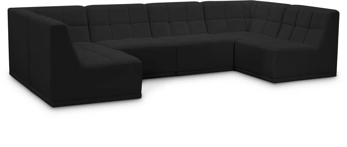 Relax - 6 Piece Modular U-Shaped Sectional - Black