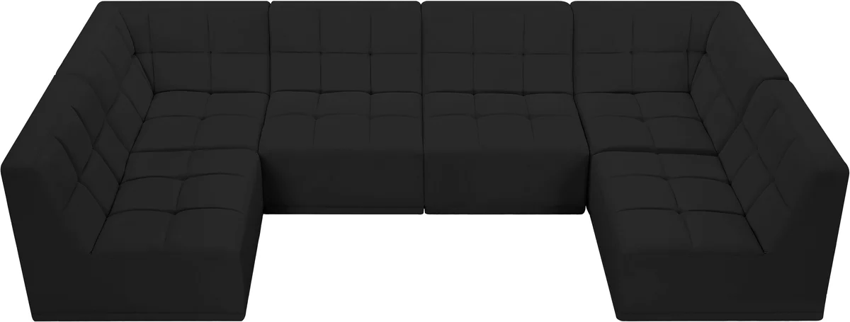 Relax - 6 Piece Modular U-Shaped Sectional - Black