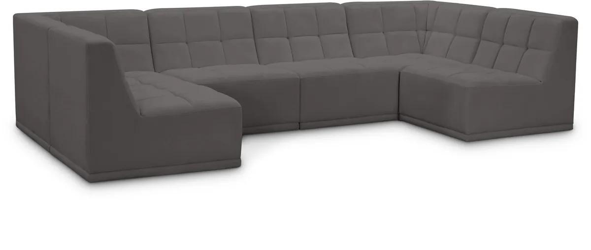 Relax - 6 Piece Modular U-Shaped Sectional - Gray