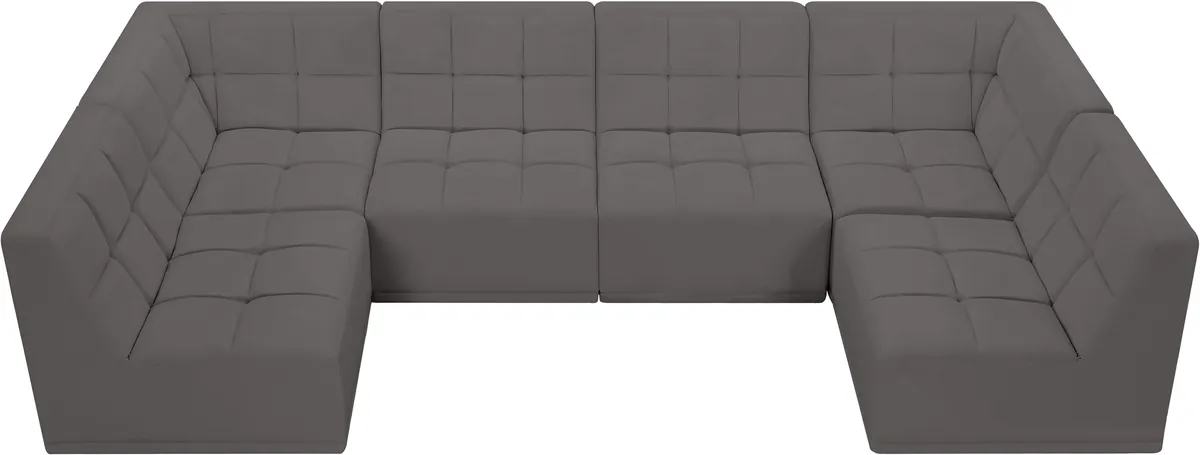 Relax - 6 Piece Modular U-Shaped Sectional - Gray