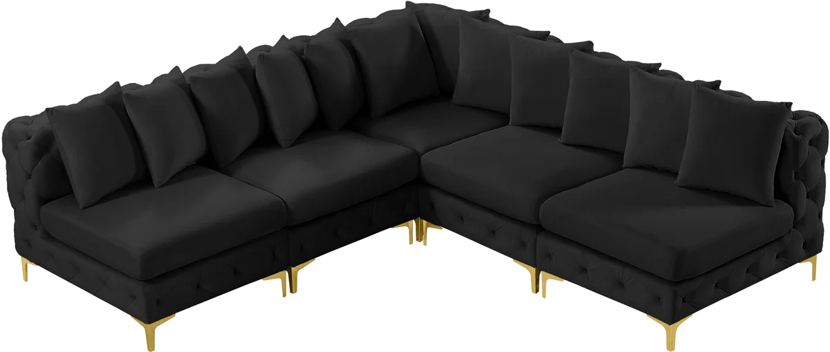 Tremblay - 5 Piece Modular Corner Armless Sectional - Black
