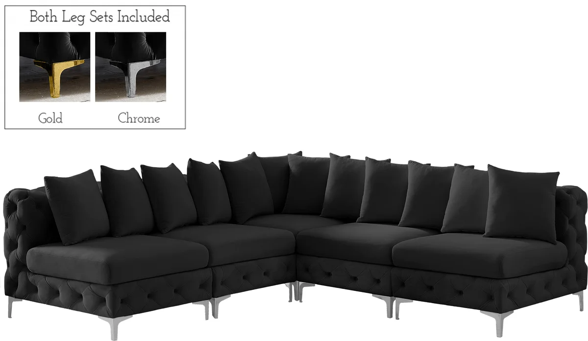 Tremblay - 5 Piece Modular Corner Armless Sectional - Black - View 2