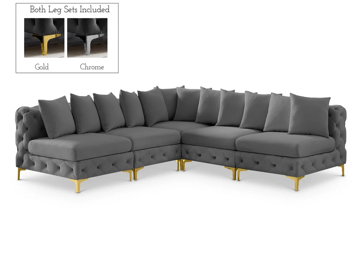 Tremblay - 5 Piece Modular Corner Armless Sectional - Gray
