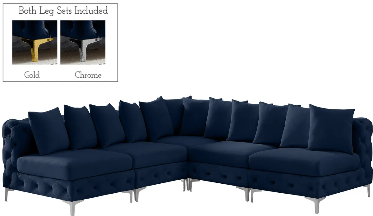 Tremblay - 5 Piece Modular Corner Armless Sectional - Navy - View 2