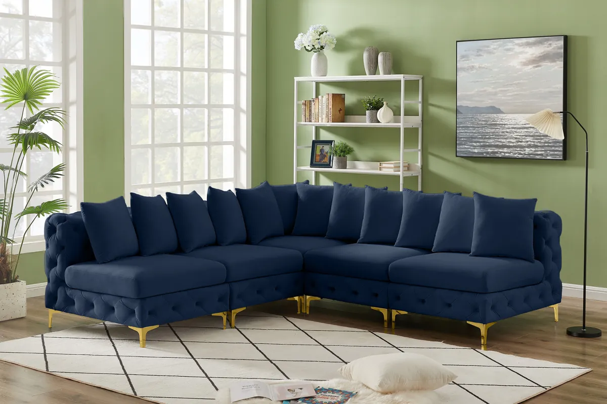 Tremblay - 5 Piece Modular Corner Armless Sectional - Navy