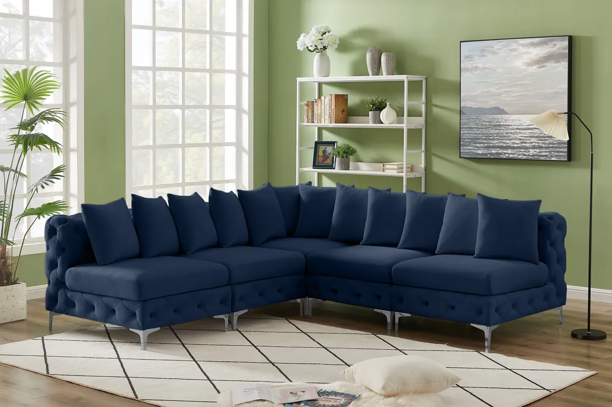 Tremblay - 5 Piece Modular Corner Armless Sectional - Navy