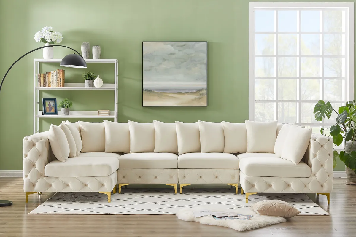 Tremblay - 6 Piece Modular U-Shaped Sectional - Cream