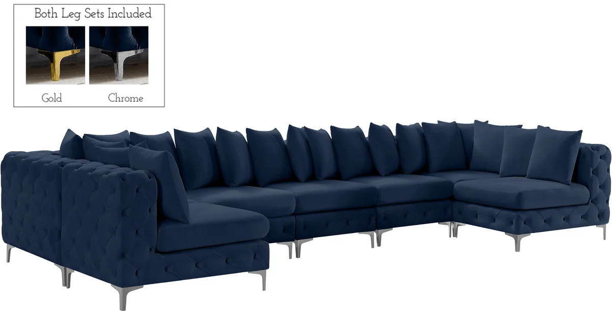 Tremblay - 8 Piece Modular U-Shaped Armless Sectional - Navy - View 2