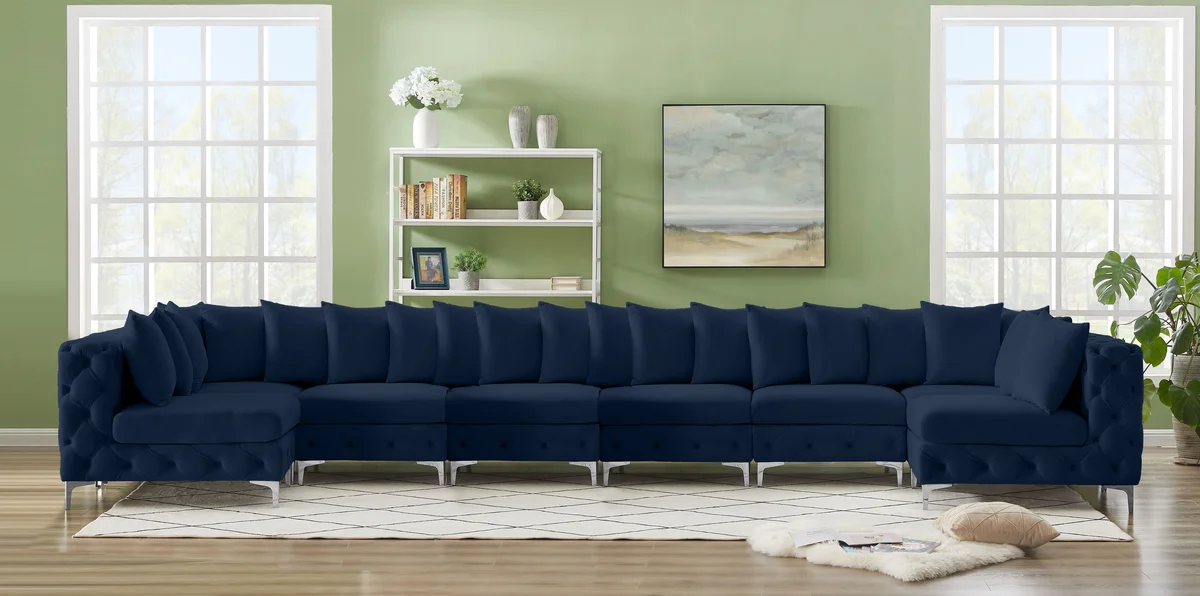 Tremblay - 8 Piece Modular U-Shaped Armless Sectional - Navy