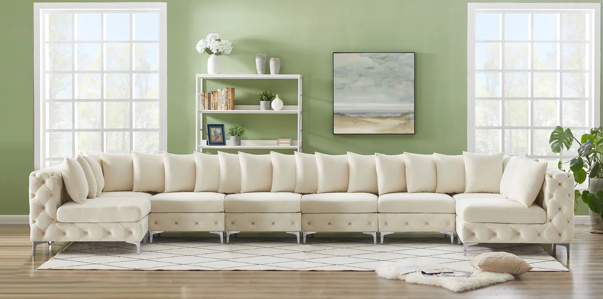 Tremblay - 8 Piece Modular U-Shaped Armless Sectional - Cream