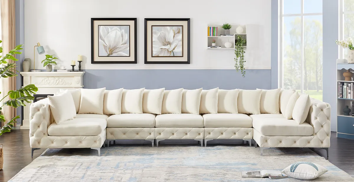 Tremblay - 7 Piece Modular U-Shaped Sectional - Cream