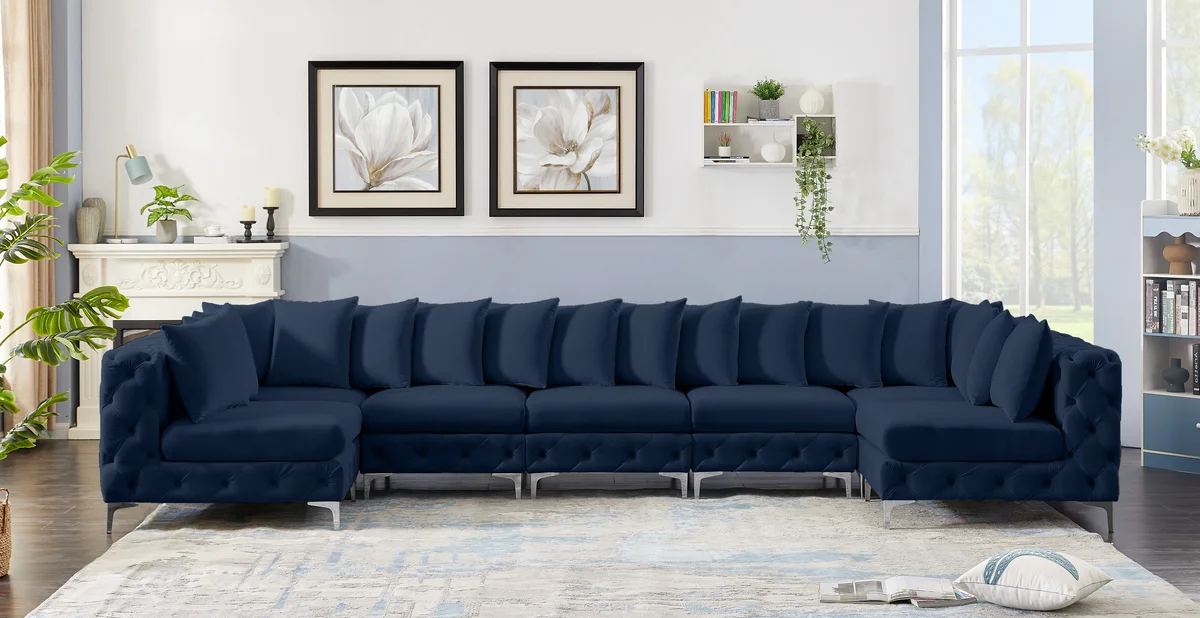 Tremblay - 7 Piece Modular U-Shaped Sectional - Navy